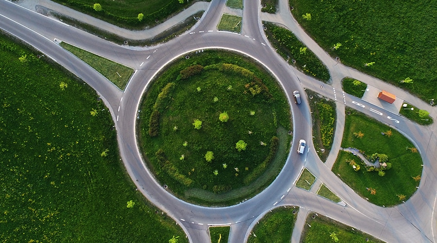 Aerial View of a Roundabout