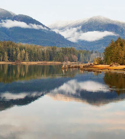 Mountains reflected in a lake