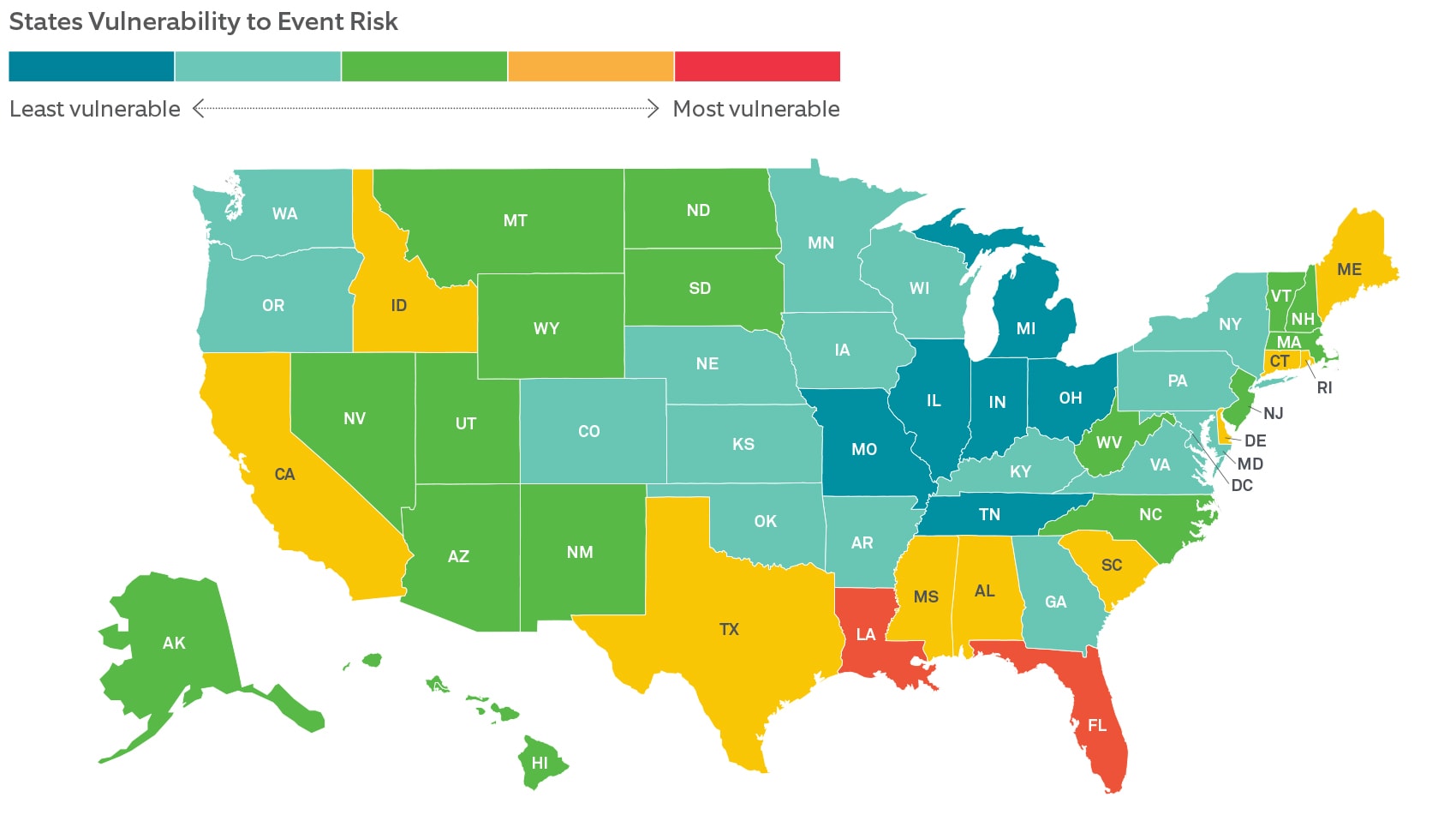 state by state map showing vulnerability