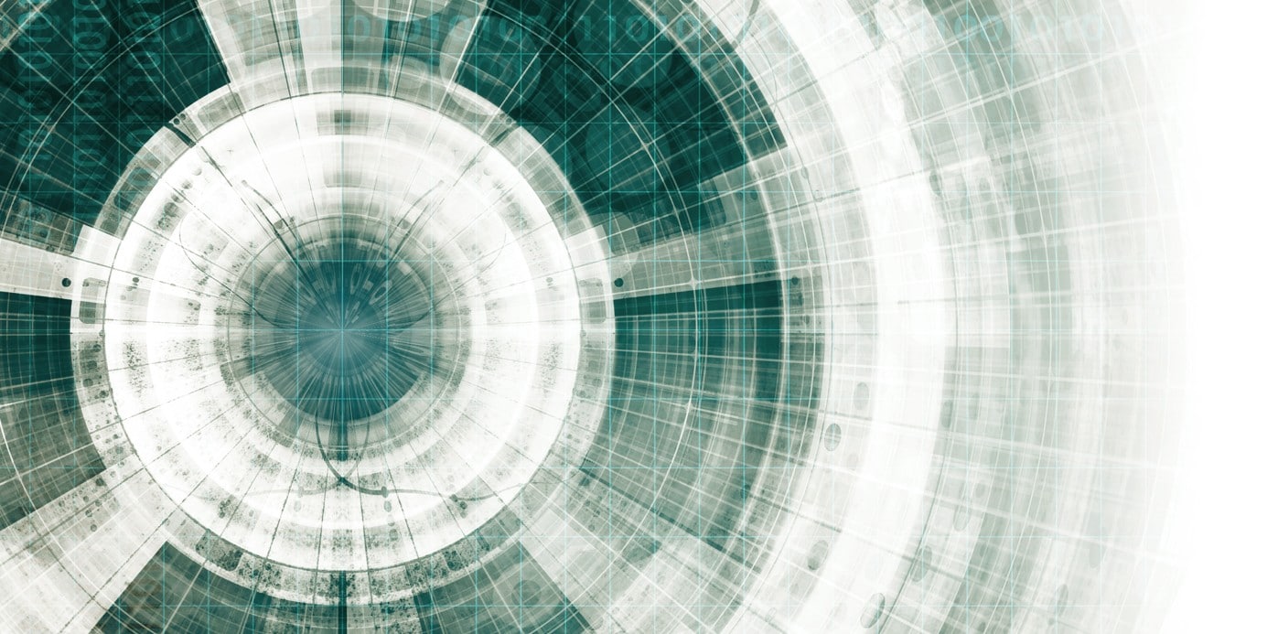 A circular pattern with many small squares