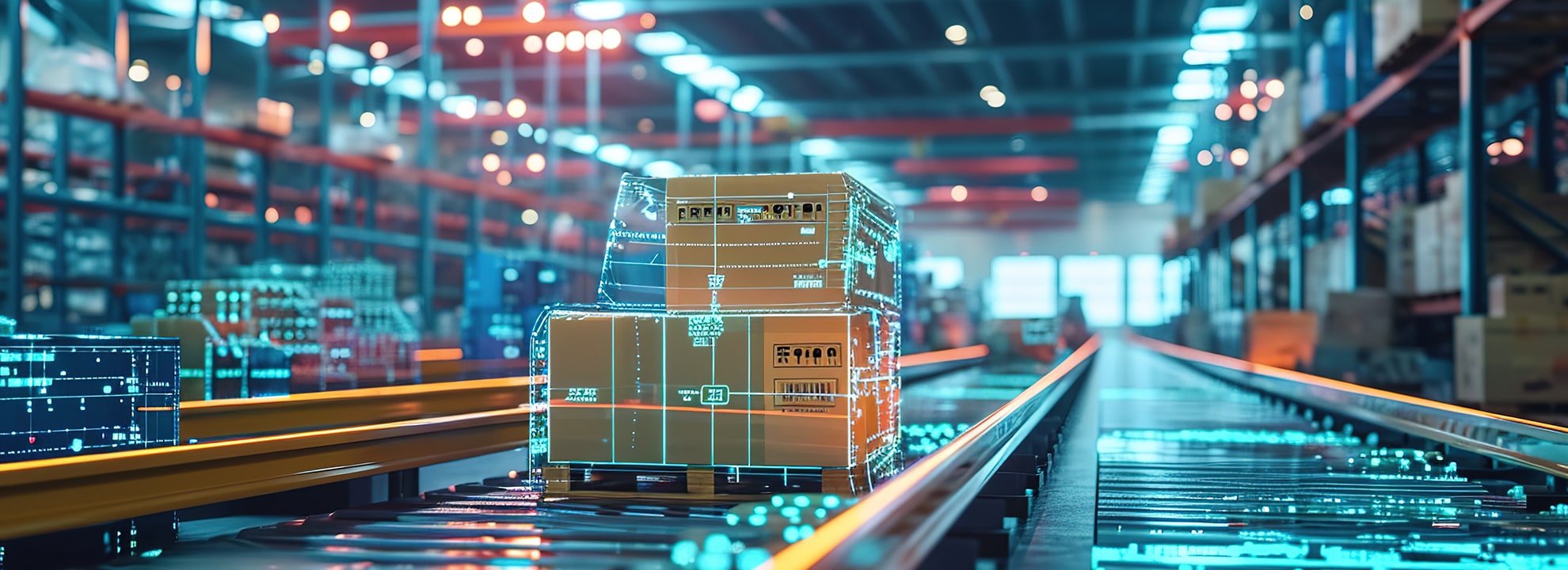 two boxes on conveyor belt