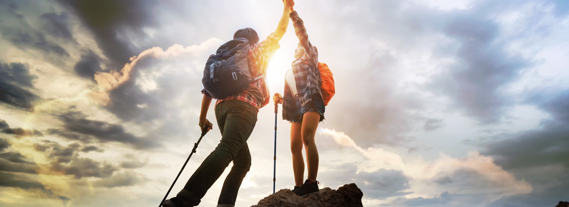 hikers high‑five