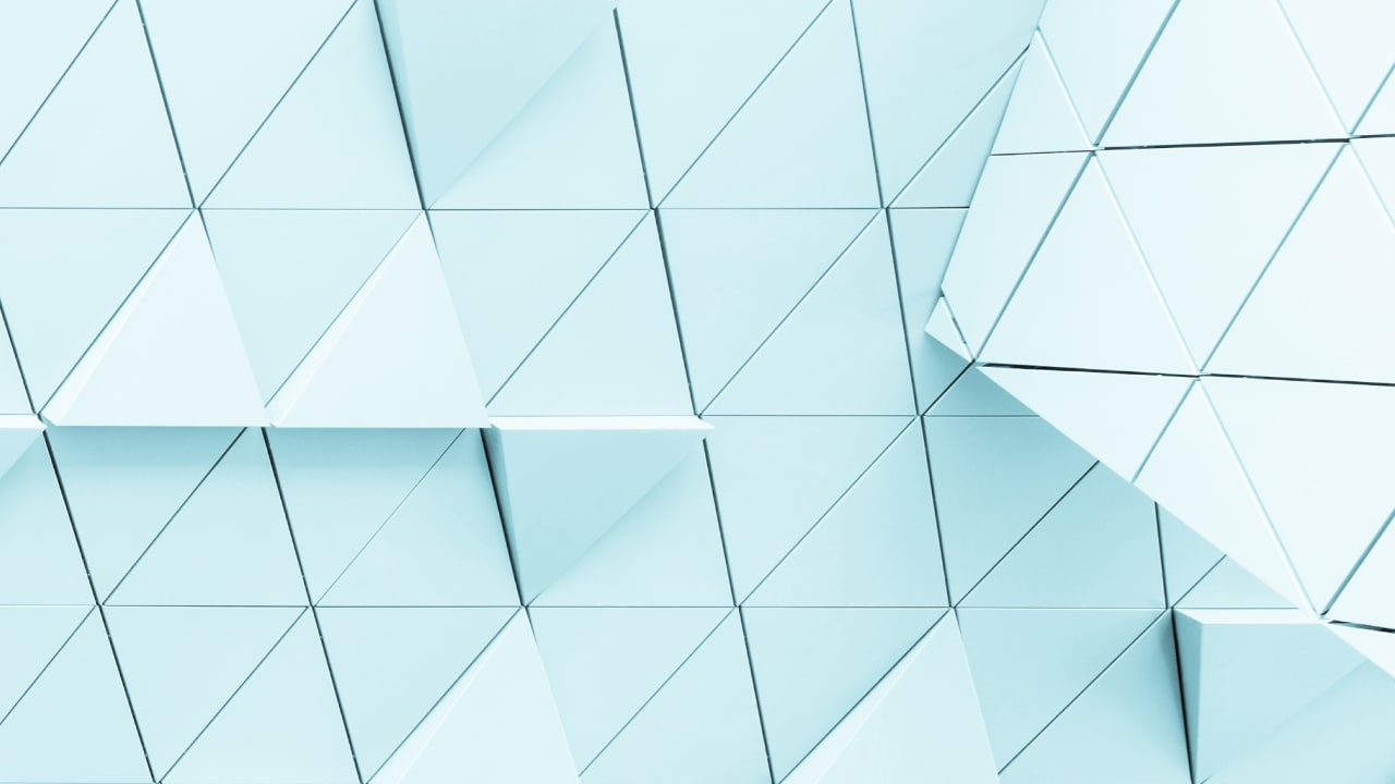 Triangular panels in light blue