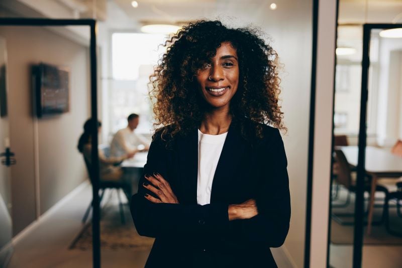 Woman in office smiling