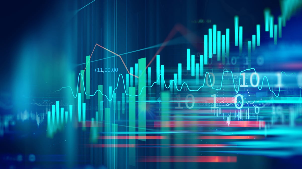 Blue graphic of financial markets