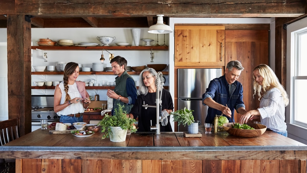 Modern family preparing a meal