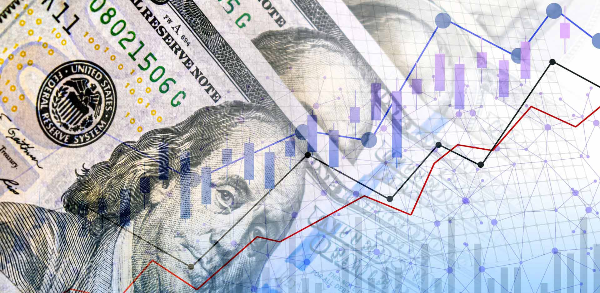 US Dollar Bills with graph lines